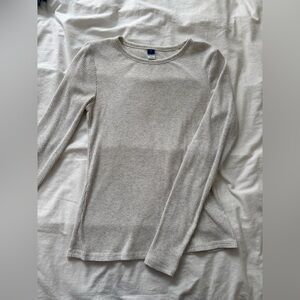 Light Gray Long Sleeve Ribbed Top